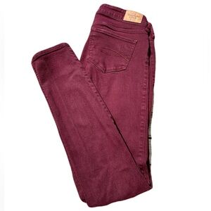 💙 Abercrombie & Fitch Burgandy Skinny Jeans Stretchy Denim Size 2R